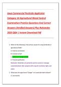Iowa Commercial Pesticide Applicator  Category 1A Agricultural Weed Control  Examination Practice Questions And Correct  Answers &lpar;Verified Answers&rpar; Plus Rationales  2026 Q&A &vert; Instant Download Pdf 