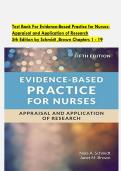 Evidence-Based Practice for Nurses&colon; Appraisal and Application of Research&comma; 5th Edition &ndash; Complete Test Bank by Schmidt & Brown &lpar;Chapters 1&ndash;19&rpar;