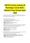 BIOL251 Human Anatomy & Physiology I w&sol;Lab 2026 &vert; Module 9 Exam Review latest 2026