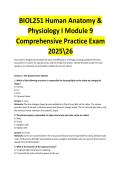 BIOL251 Human Anatomy & Physiology I Module 9 Comprehensive Practice Exam 202526