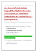 Iowa Commercial Pesticide Applicator  Category 11 Aerial Application Examination  Practice Questions And Correct Answers  &lpar;Verified Answers&rpar; Plus Rationales 2026 Q&A &vert;  Instant Download Pdf