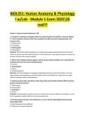 BIOL251&colon; Human Anatomy & Physiology I w&sol;Lab - Module 5 Exam 202526 real&excl;&excl;&excl;