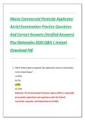 Maine Commercial Pesticide Applicator  Aerial Examination Practice Questions  And Correct Answers &lpar;Verified Answers&rpar;  Plus Rationales 2026 Q&A &vert; Instant  Download Pdf