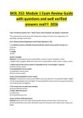 BIOL 252&colon; Module 1 Exam Review Guide with questions and well verified answers real&excl;&excl;&excl; 2026