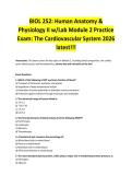 BIOL 252&colon; Human Anatomy & Physiology II w&sol;Lab Module 2 Practice Exam&colon; The Cardiovascular System 2026 latest&excl;&excl;&excl;