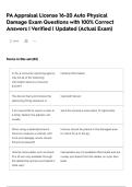 PA Appraisal License 16-20 Auto Physical Damage Exam Questions with 100&percnt; Correct Answers &vert; Verified &vert; Updated &lpar;Actual Exam&rpar;