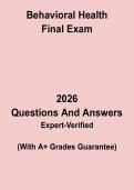 Behavioral Health Final Exam Review PDF &vert; Mental Health & Psychiatric Nursing Study Guide