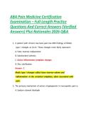 ABA Pain Medicine Certification Examination &ndash; Full-Length Practice Questions And Correct Answers &lpar;Verified Answers&rpar; Plus Rationales 2026 Q&A 