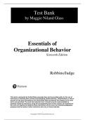 TEST BANK FOR Essentials of Organizational Behavior&comma; 16th edition by Stephen P&period; Robbins&comma; Timothy A&period; Judge ISBN&colon;9780135353837 COMPLETE GUIDE ALL CHAPTERS COVERED 100&percnt; VERIFIED A&plus; GRADE ASSURED&excl;&excl;&excl;&excl;NEW LATEST UPDATE&excl;&excl;&excl;
