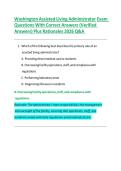 Washington Assisted Living Administrator Exam Questions With Correct Answers &lpar;Verified Answers&rpar; Plus Rationales 2026 Q&A 