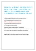 FLORIDA NURSING JURISPRUDENCE PRACTICE EXAM QUESTIONS AND CORRECT ANSWERS &lpar;VERIFIED ANSWERS&rpar; PLUS RATIONALES 2026 