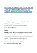 California Nursing Jurisprudence Practice Exam Questions and correct Answers &lpar;Verified Answers&rpar; with Rationales 2026 