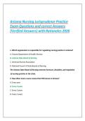 Arizona Nursing Jurisprudence Practice Exam Questions and correct Answers &lpar;Verified Answers&rpar; with Rationales 2026 