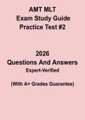 AMT MLT Exam Study Guide & Practice Test 2 PDF &vert; Medical Laboratory Technician Certification Prep