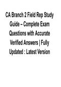CA Branch 2 Field Rep Study Guide &vert; Complete Exam Questions with Verified Answers 202