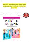 TEST BANK &ndash; Wong&rsquo;s Essentials of Pediatric Nursing 11th Edition &lpar;Hockenberry & Rodgers&rpar; &vert; Chapters 1&ndash;31 &vert; Complete Exam Prep