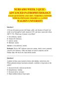 NURS 6501 WEEK 3 QUIZ -  ADVANCED PATHOPHYSIOLOGY  EXAM QUESTIONS AND 100&percnt; VERIFIED ANSWERS  WITH RATIONALES GRADED A&plus; LATEST  WALDEN UNIVERSITY