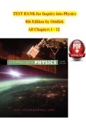 TEST BANK for Inquiry into Physics 8th Edition by Ostdiek All Chapters 1-12 covered ISBN&colon; 978-1305959422