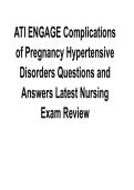 ATI ENGAGE &ndash; Complications of Pregnancy&colon; Hypertensive Disorders Questions & Answers &vert; Latest 2026