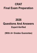 CRAT Final Exam Prep Questions PDF &vert; Certified Respiratory Therapist Practice Test & Review