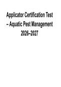 Applicator Certification Test &ndash; Aquatic Pest Management &vert; Complete Questions & Verified Answers 2026&ndash;2027