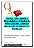 Hardness Testing Methods in Materials Science &ndash; Mohs&comma; Brinell&comma; Rockwell & Vickers Study Guide &lpar;20 Questions and Answers&rpar; Materials Engineering