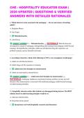 CHE - CERTIFIED HOSPITALITY EDUCATOR EXAM &vert; 2026 UPDATED &vert; QUESTIONS & VERIFIED ANSWERS WITH DETAILED RATIONALES
