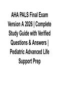 AHA PALS Final Exam Version A 2026 &ndash; Complete Study Guide with Verified Questions & Answers