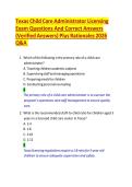 Texas Child Care Administrator Licensing Exam Questions And Correct Answers &lpar;Verified Answers&rpar; Plus Rationales 2026 Q&A 