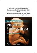 Test Bank for Langman&rsquo;s Medical Embryology &lpar;Twelfth Edition&rpar; by T&period; W&period; Sadler ISBN 9781451113426 National Board‑Style MCQs with 100&percnt; Correct Answers & Detailed Explanations 2026