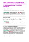 CHRM - CERTIFIED HOSPITALITY REVENUE MANAGER EXAM &vert; 2026 UPDATED &vert; QUESTIONS & VERIFIED ANSWERS WITH DETAILED RATIONALS