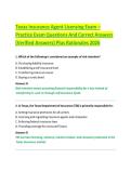Texas Insurance Agent Licensing Exam &ndash; Practice Exam Questions And Correct Answers &lpar;Verified Answers&rpar; Plus Rationales 2026 