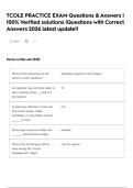 TCOLE PRACTICE EXAM Questions & Answers &vert; 100&percnt; Verified solutions &vert;Questions with Correct Answers 2026 latest update&excl;&excl;