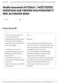 Health Assessment ATI EXAM 1 &comma; MOST TESTED QUESTIONS AND VERIFIED SOLUTIONS&sol;GET IT 100&percnt; ACCURATE&excl;&excl; 2026&excl;&excl;
