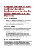 Complete Test Bank&colon; Potter and Perry&rsquo;s Canadian Fundamentals of Nursing 7th Edition &lpar;Updated 2026&sol;2027 Standards&rpar;