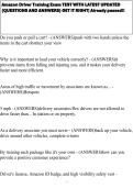Amazon Driver Training Exam TEST WITH LATEST UPDATED &lpar;QUESTIONS AND ANSWERS&rpar; GET IT RIGHT&vert; Already passed&excl;&excl;