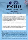 PYC1512 Assignment 1 &lpar;ANSWERS&rpar; Semester 1 2026 - DISTINCTION GUARANTEED