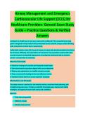 AIRWAY MANAGEMENT AND EMERGENCY CARDIOVASCULAR LIFE SUPPORT COMPLETE STUDY GUIDE 2026&sol;2027 WITH VERIFIED QUESTIONS AND ANSWERS &vert;&vert; 100&percnt; PASS GUARANTEE &vert; UPDATED VERSION