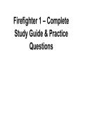 Firefighter 1 Complete Study Guide & Practice Questions 2025&sol; 2026 Comprehensive Exam Prep with Solution
