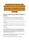 GOVERNMENT TRAVEL CARD TRAINING ACTUAL EXAM 2026&sol;2027 &vert; GSA Update &vert; Comprehensive Practice Test &vert; Verified Q&A &vert; Pass Guaranteed - A&plus; Graded
