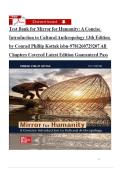 Test Bank for Mirror for Humanity A Concise Introduction to Cultural Anthropology 13th Edition by Conrad Phillip Kottak isbn-9781260729207 All Chapters Covered Latest Edition Guaranteed Pass