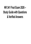 NR 341 Final Exam 2026 Study Guide with Questions & Verified Answers 2025&sol; 2026 Comprehensive Review with Solution