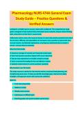 PHARMACOLOGY NURS 474A COMPLETE GENERAL EXAM STUDY GUIDE 2026&sol;2027 WITH VERIFIED QUESTIONS AND ANSWERS &vert;&vert; GUARANTEED PASS &vert; NEWEST VERSION