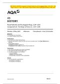 2025 AQA AS HISTORY Component 2A Royal Authority and the Angexin Kings&comma; 1154&mdash;1216 &mdash; The Reign of Henry II&comma; 1154&mdash;1189 Question Paper & Mark Scheme &lpar;Merged&rpar; Monday 19 May 2025
