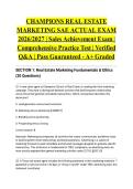 CHAMPIONS REAL ESTATE MARKETING SAE ACTUAL EXAM 2026&sol;2027 &vert; Sales Achievement Exam &vert; Comprehensive Practice Test &vert; Verified Q&A &vert; Pass Guaranteed - A&plus; Graded