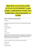 BIOCHEM ACS STUDY GUIDE ACTUAL EXAM 2026&sol;2027 &vert; Latest Update &vert; Comprehensive Practice Test &vert; Verified Q&A &vert; Pass Guaranteed - A&plus; Graded