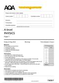 2025 AQA A-LEVEL PHYsics Paper 1 Worked Exam Solutions&period; Question Paper & Mark Scheme &lpar;Merged&rpar; Thursday 22 May 2025