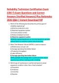 Reliability Technician Certification Exam  &lpar;CRE-T&rpar; Exam Questions and Correct  Answers &lpar;Verified Answers&rpar; Plus Rationales  2026 Q&A &vert; Instant Download Pdf 