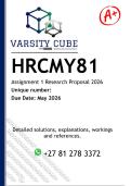 HRCMY81 Assignment 1 &lpar;DETAILED ANSWERS&rpar; 2026 - DISTINCTION GUARANTEED - An exploration of public views on the impact of gender-based Violence