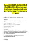 BALANCED BODY MAT 1 ACTUAL EXAM 2026&sol;2027 &vert; Pilates Instructor Certification &vert; Comprehensive Practice Test &vert; Verified Q&A &vert; Pass Guaranteed - A&plus; Graded